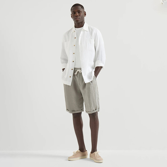 loro piana linen bermuda shorts